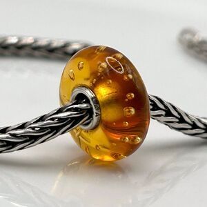 TROLLBEADS Amber Bubbles Glass Unique LAA 925S NEW Condition